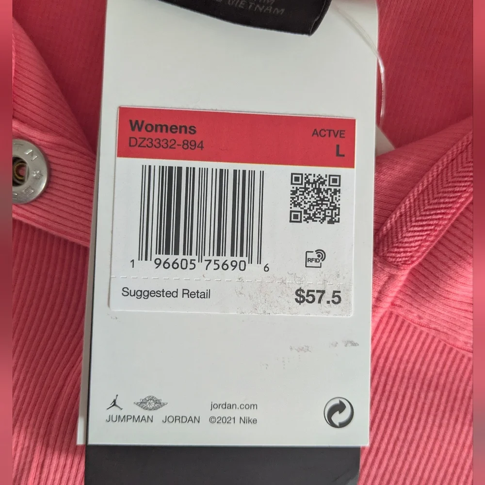 Jordan Nike New Women's Ribbed Cropped Polo Shirt Size L Color Pink Crop Top - Picture 10 of 11